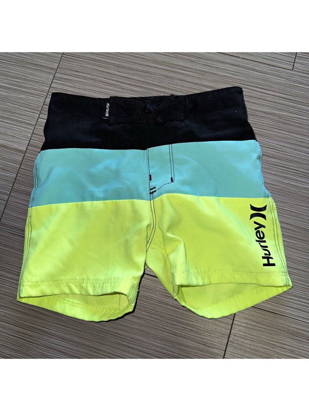Hurley 2T Neon Colorblock Board Shorts Aqua Surf Swim Trunks